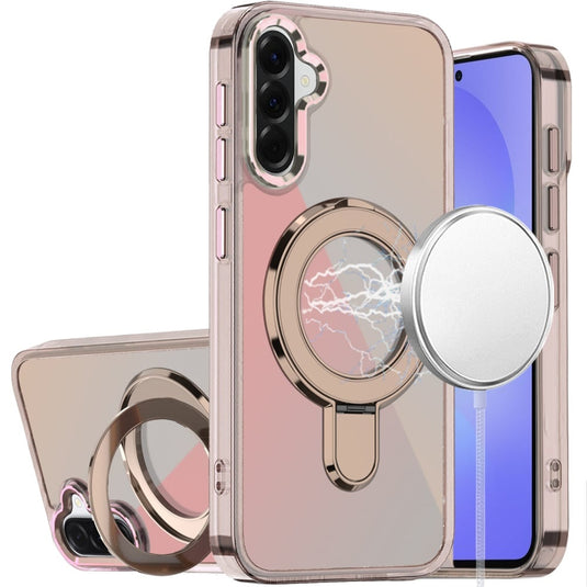 For Samsung Galaxy A37 CHROME HQ Rotational Magnetic Ring Hybrid - Desert Titanium