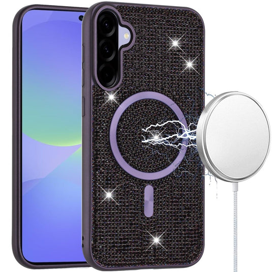 For Samsung Galaxy A37 Diamond [Magnetic Circle] with CD Pattern Hybrid - Purple