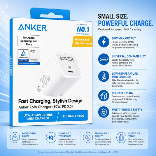 ANKER 30W PD 3.0 NANO FAST ADAPTER - A2698J21 - WHITE (C7 ANKER 7)