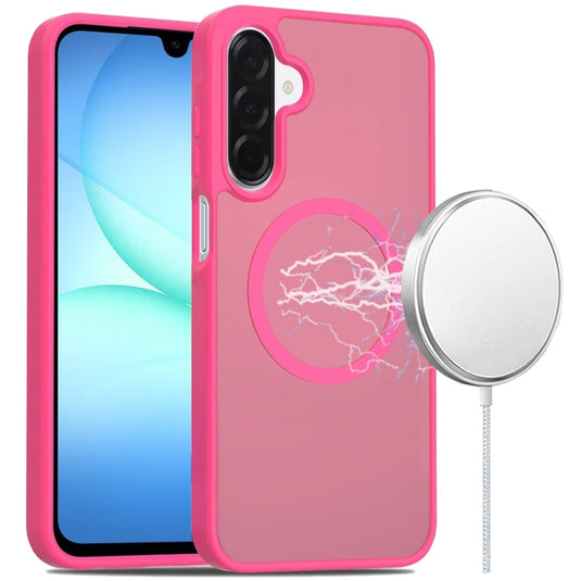 For Samsung A17 5G [Magnetic Circle] Smooth Safe Matte Feel Hybrid Case - Hot Pink