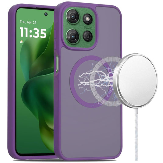 For Moto G Power 2026/2025 [Magnetic Circle] Smooth Safe Matte Feel Hybrid Case - Dark Purple
