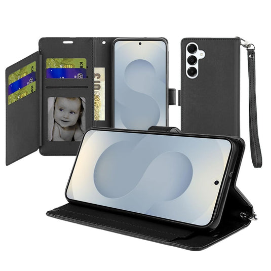 For Samsung s26 Wallet ID Card Holder Case Cover - Black