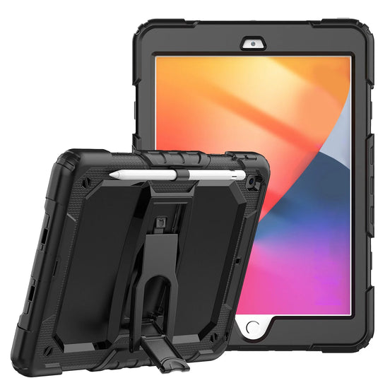 For Samsung A9 Plus 11 inch Heavy Duty Full Body Rugged Tablet Kickstand Case Cover - Black/Black