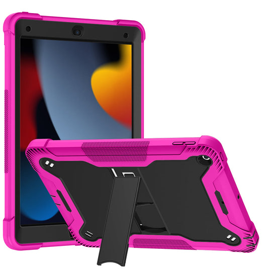 For Apple iPad 9th Gen 10.2 inch (2021) Tough Tablet Strong Kickstand Hybrid Case Cover - Hot Pink