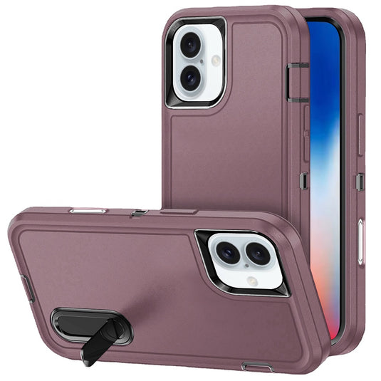 For iPhone 16 6.1 inch PEAK 3in1 Toughest Hybrid with Stand Cover Case - Burgundy/Black