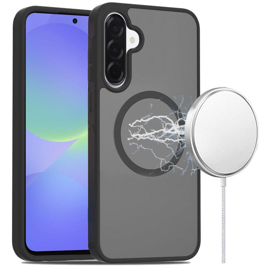 For Samsung Galaxy A37 [Magnetic Circle] Smooth Safe Matte Feel Hybrid Case - Black