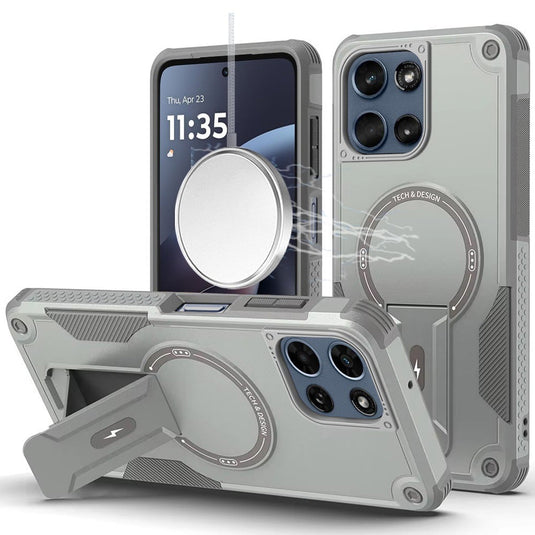 For Moto G 5G 2025/2026 / G PLAY 2026 Sturdy Bracket Kickstand Magnetic Hybrid - Grey