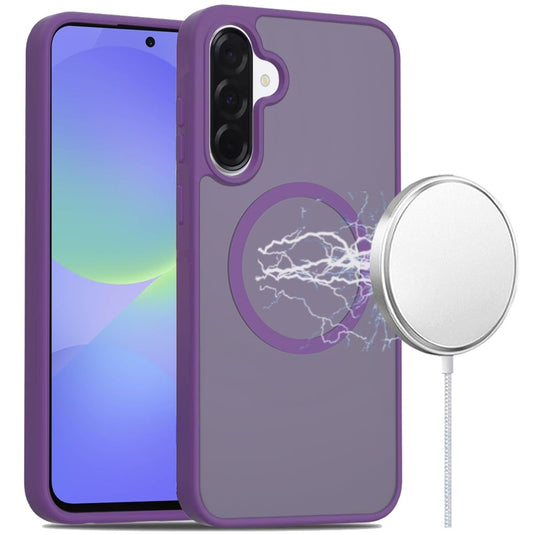 For Samsung Galaxy A37 [Magnetic Circle] Smooth Safe Matte Feel Hybrid Case - Dark Purple
