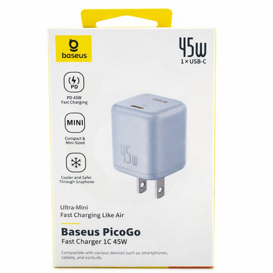 BASEUS 45W 1C Mini Fast Wall Charger Adapter PicoGo - BLUE (B/C BASEUS 5)