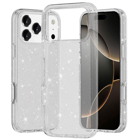 For iPhone 17 Pro Max Glitter Ultra Thick 3mm Transparent Hybrid Case Cover - Clear