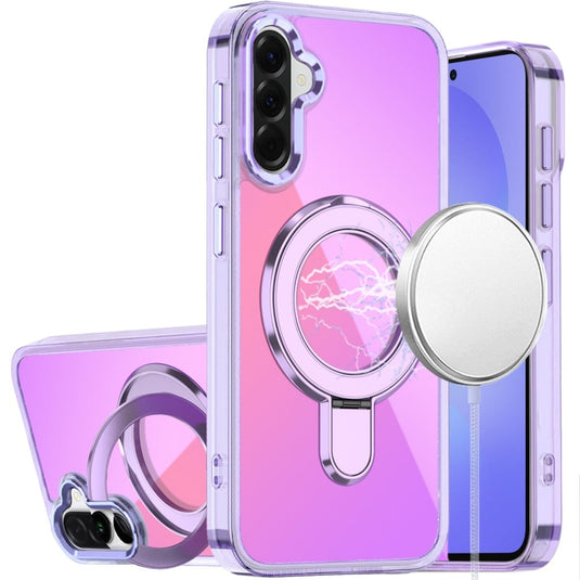 For Samsung Galaxy A37 CHROME HQ Rotational Magnetic Ring Hybrid - Light Purple