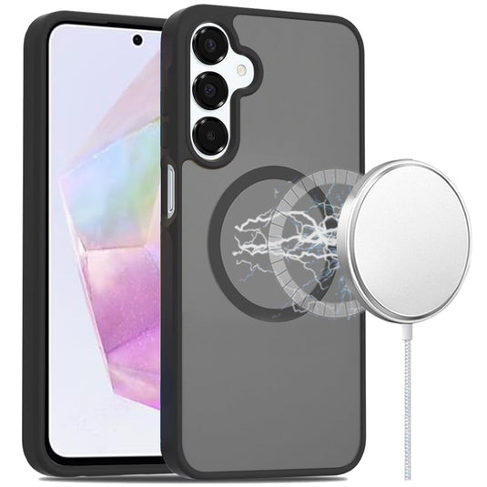 For Samsung Galaxy A36 / A56 [Magnetic Circle] Smooth Safe Matte Feel Hybrid Case - Black