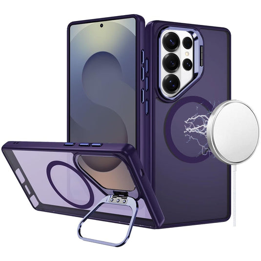 For Samsung s26 Ultra Fearless Tough HQ Metallic Hybrid with Camera Ring Stand [Magnetic Circle] Case - Dark Purple