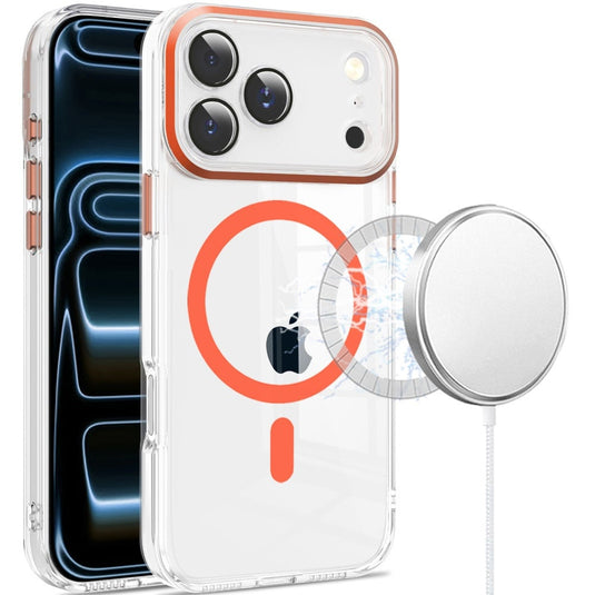 For iPhone 17 Pro Matching Clear Transparent Circle Design Case Cover - Cosmic Orange
