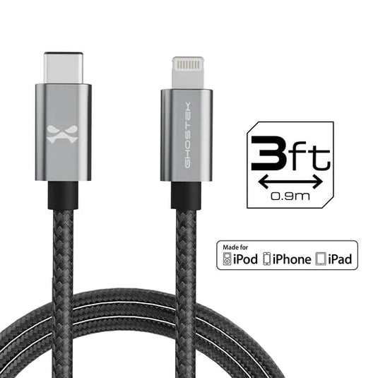 NRGline (1st Gen) - Gray, 3 Feet, Lightning - USB-C (7880467, NonInventory) For Universal - Gray