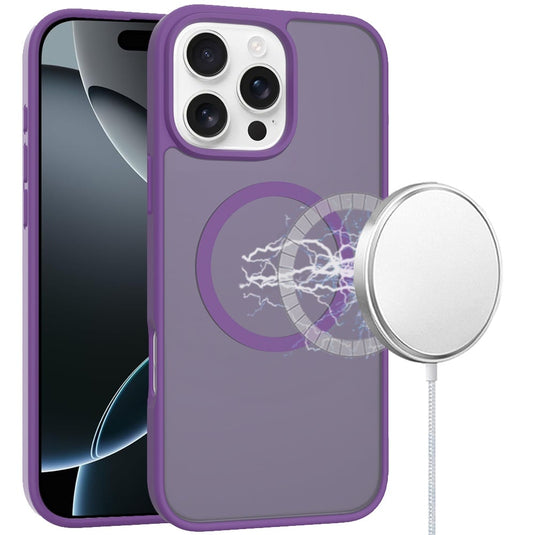 For iPhone 16 Pro Max 6.9 inch [Magnetic Circle] Smooth Safe Matte Feel Hybrid Case - Dark Purple