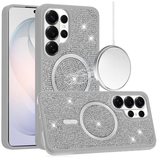For Samsung s26 Ultra Diamond [Magnetic Circle] with CD Pattern Hybrid - White