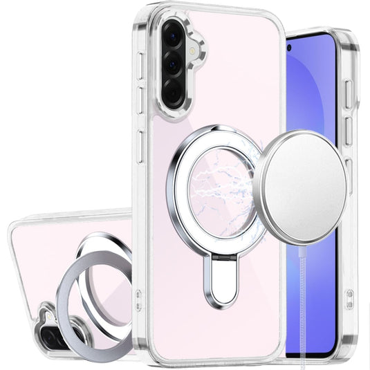 For Samsung Galaxy A37 CHROME HQ Rotational Magnetic Ring Hybrid - Clear