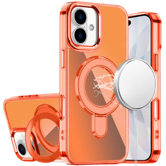 For iPhone 17 CHROME HQ Rotational Magnetic Ring Hybrid - Cosmic Orange