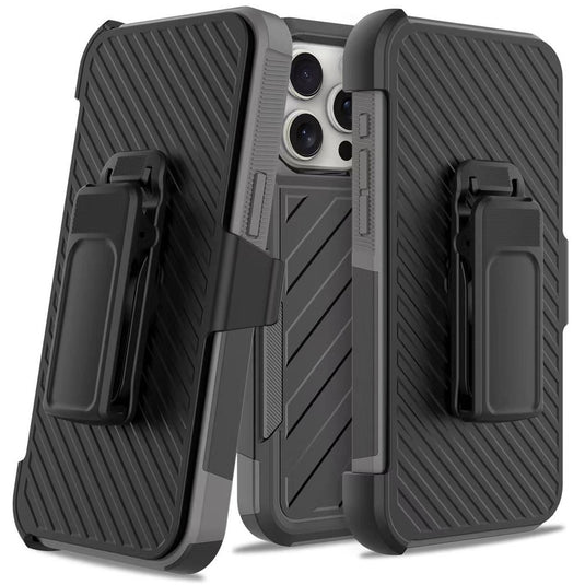 For iPhone 12/12 PRO Noble lined shockproof dual layer hybrid - Black/Grey
