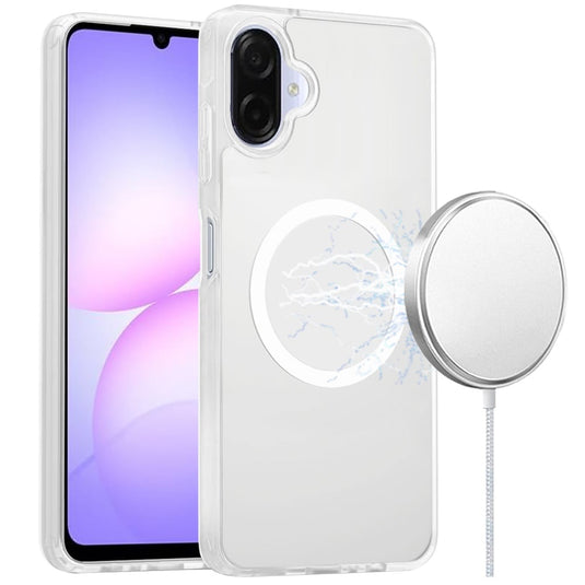 For Samsung Galaxy A07 [Magnetic Circle] Smooth Safe Matte Feel Hybrid Case - Clear