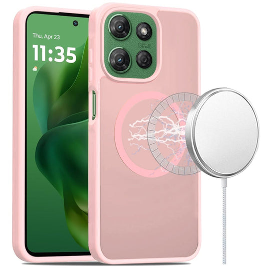 For Moto G Power 2026/2025 [Magnetic Circle] Smooth Safe Matte Feel Hybrid Case - Light Pink
