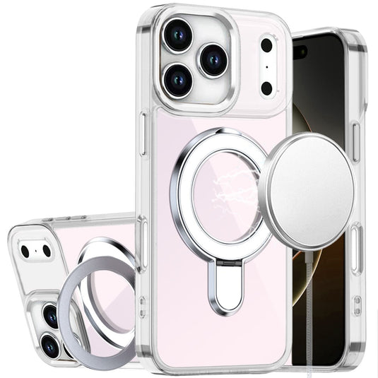 For iPhone 17 Pro Max CHROME HQ Rotational Magnetic Ring Hybrid - Clear