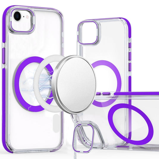 For iPhone 17E / 16E / SE4 MagSonic Camera Bracket Stand Magnetic Ring Circle Hybrid - Purple