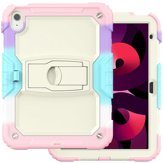For Apple iPad (A16) 2025 / iPad 10th Gen 10.9 inch Heavy Duty Full Body Rugged Tablet Kickstand Case Cover - Beige/Camo Pink