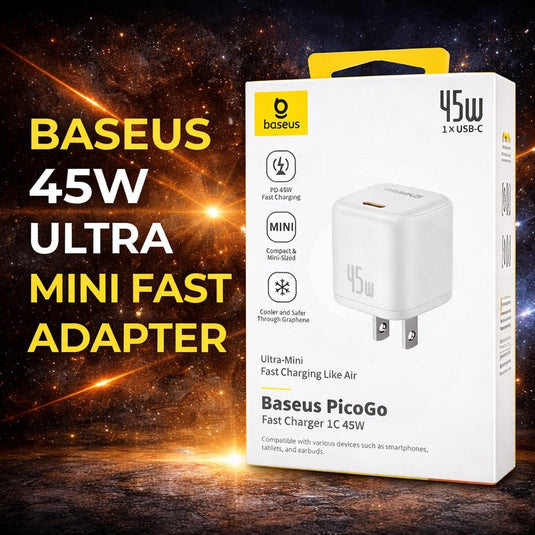 BASEUS 45W 1C Mini Fast Wall Charger Adapter PicoGo - WHITE (B/C BASEUS 6)