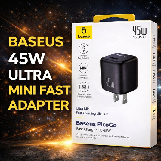 BASEUS 45W 1C Mini Fast Wall Charger Adapter PicoGo - Black (B/C BASEUS 4)