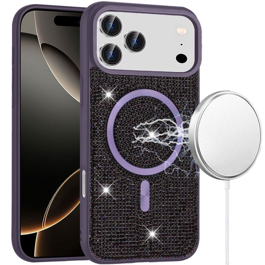 For iPhone 17 Pro Diamond [Magnetic Circle] with CD Pattern Hybrid - Purple