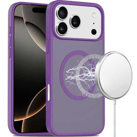 For iPhone 17 Pro [Magnetic Circle] Smooth Safe Matte Feel Hybrid Case - Dark Purple