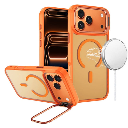 For iPhone 17 Pro Max Fearless Tough HQ Metallic Hybrid with Camera Ring Stand [Magnetic Circle] Case - Cosmic Orange
