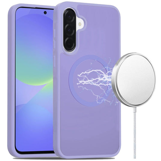 For Samsung Galaxy A37 [Magnetic Circle] Smooth Safe Matte Feel Hybrid Case - Light Purple