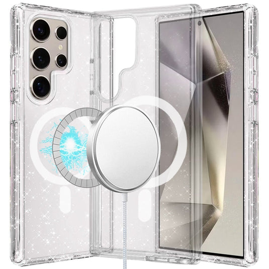 For Samsung s25 Ultra Glitter Ultra [Magnetic Circle] Thick 3mm Transparent Hybrid - Clear