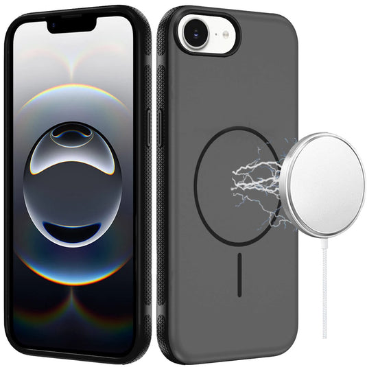For iPhone 17E / 16E / SE4 Premium Edged Core Matte Thick Super Magnetic Hybrid Case - Black