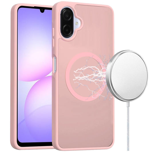 For Samsung Galaxy A07 [Magnetic Circle] Smooth Safe Matte Feel Hybrid Case - Light Pink