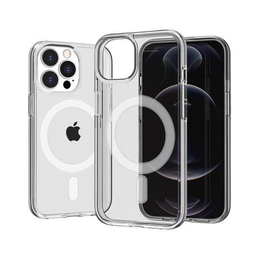 For iP15 Pro Max Glitter Ultra (Magnetic Circle) Thick 3mm Transparent Hybrid - Clear