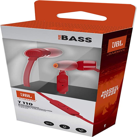 JBL Tune 110 Wired In-Ear Headphones - RED