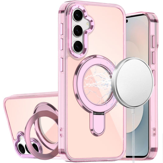 For Samsung s25 FE CHROME HQ Rotational Magnetic Ring Hybrid - Light Pink