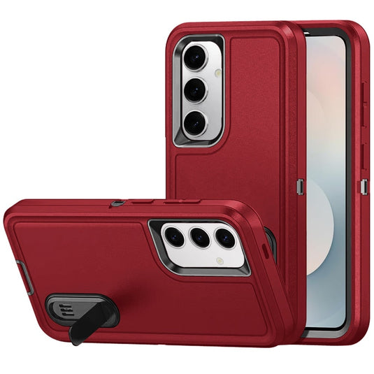 For Samsung s25 FE PEAK 3in1 Toughest Hybrid with Stand Cover Case - Black/Red