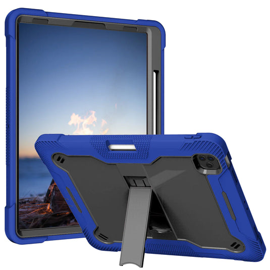 For Apple iPad Pro 12.9 inch (2021) Tough Tablet Strong Kickstand Hybrid Case Cover - Dark Blue Apple iPad Pro 12.9 inch (2021 2020 2018) Dark Blue