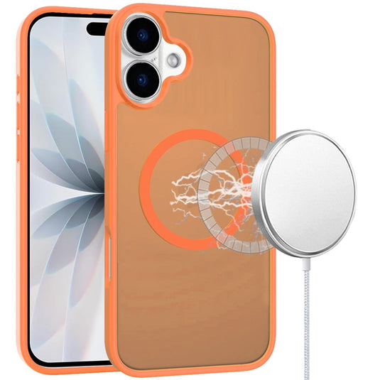 For iPhone 17 [Magnetic Circle] Smooth Safe Matte Feel Hybrid Case - Cosmic Orange