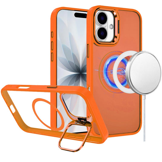 For iPhone 17 Fearless Tough HQ Metallic Hybrid with Camera Ring Stand [Magnetic Circle] Case - Cosmic Orange