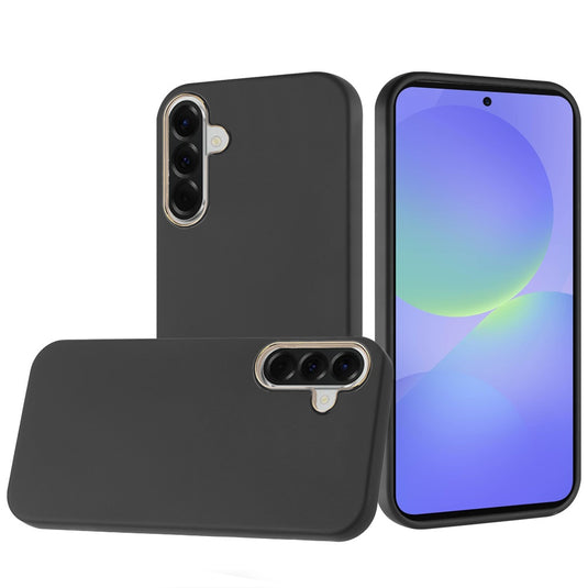 For Samsung Galaxy A37 Classy Slick Chromed Around Hybrid Case Cover - Black