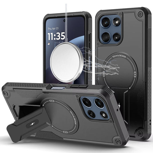 For Moto G 5G 2025/2026 / G PLAY 2026 Sturdy Bracket Kickstand Magnetic Hybrid - Black