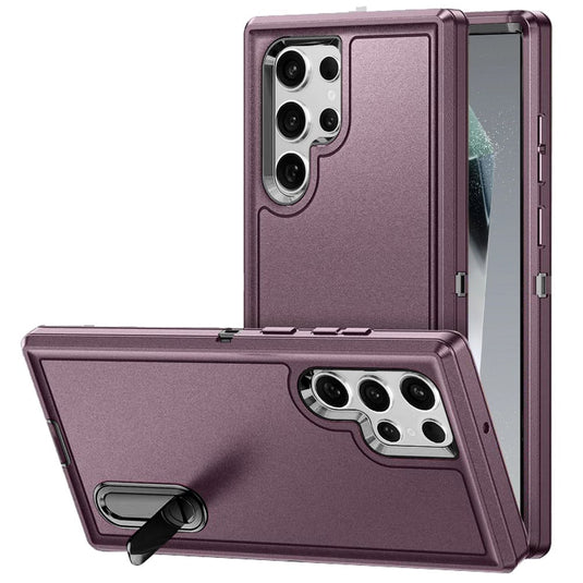 For Samsung s25 Ultra PEAK 3in1 Toughest Hybrid with Stand Cover Case - Burgundy/Black