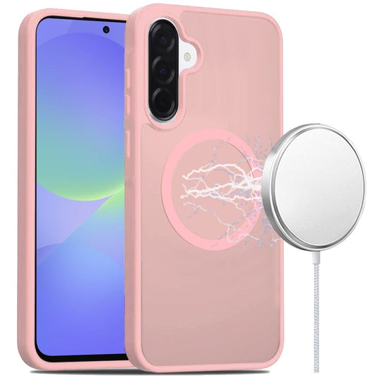 For Samsung Galaxy A37 [Magnetic Circle] Smooth Safe Matte Feel Hybrid Case - Light Pink
