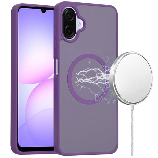For Samsung Galaxy A07 [Magnetic Circle] Smooth Safe Matte Feel Hybrid Case - Dark Purple